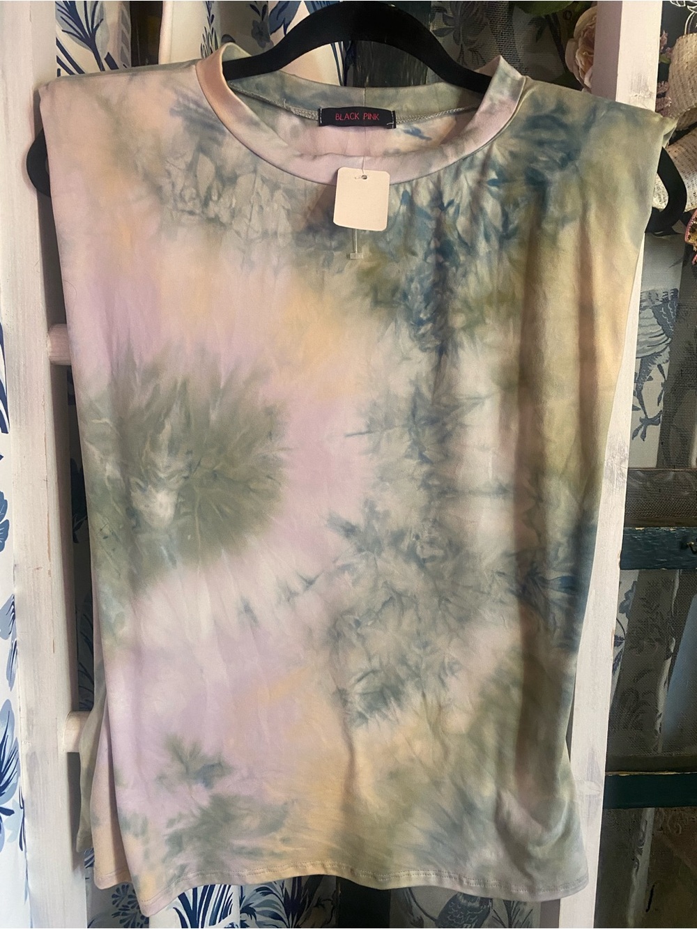 Pastel Tie-Dye Muscle Tank — Green & Pink